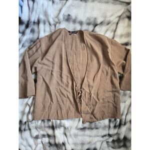 Zara Tie‑Front Lightweight Cardigan – Tan – Size M‑L (NWOT)